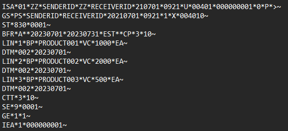 EDI 830 Sample
