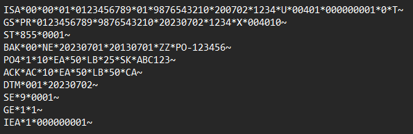 EDI 855 Sample File