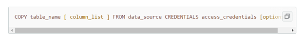 Amazon S3 to Redshift Data Transfer Using COPY Command