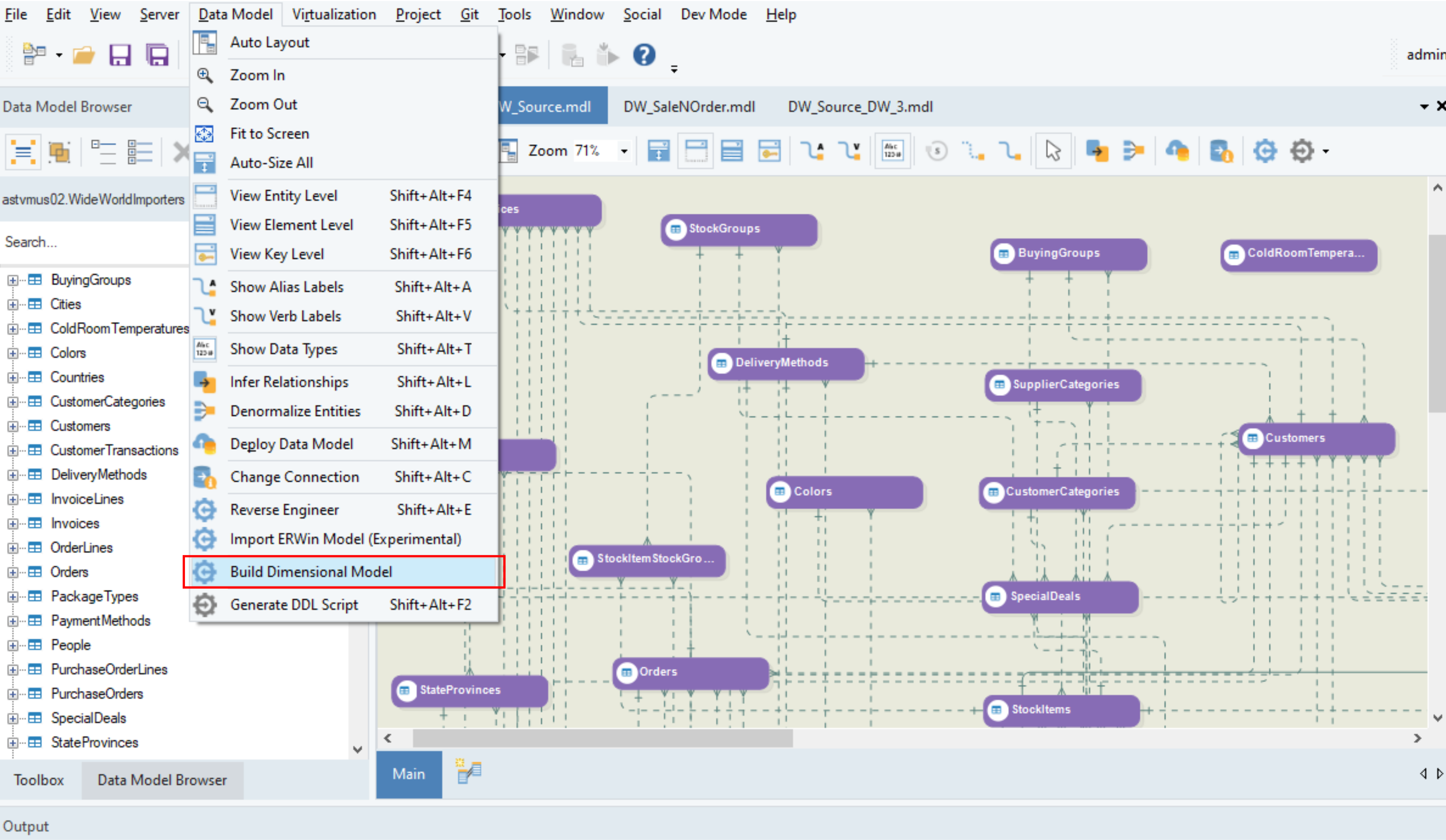 Building a Dimension Data Model via Automated Dimensional Modeling