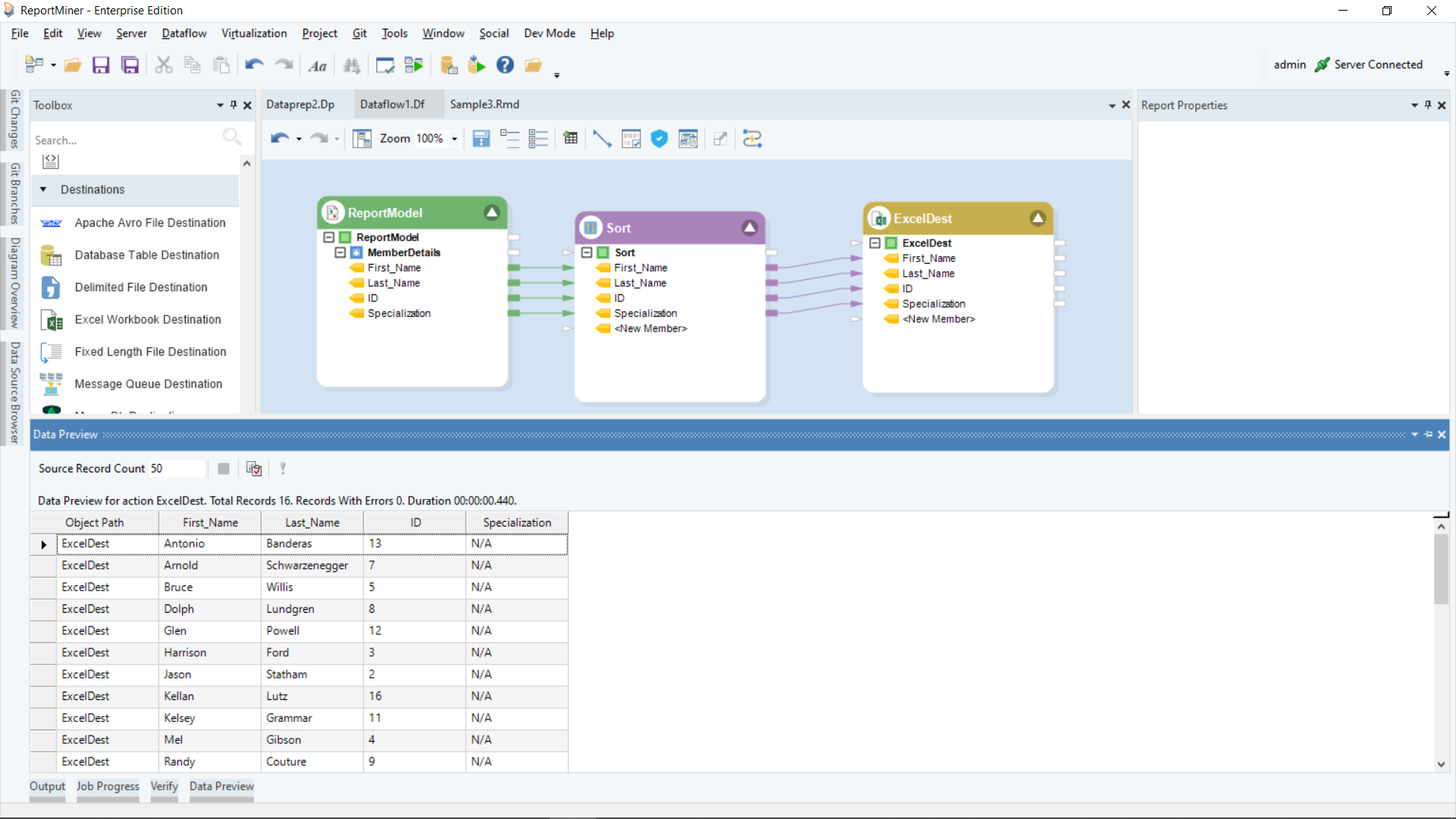 Dataflow to extract data from PDF to Excel using Astera