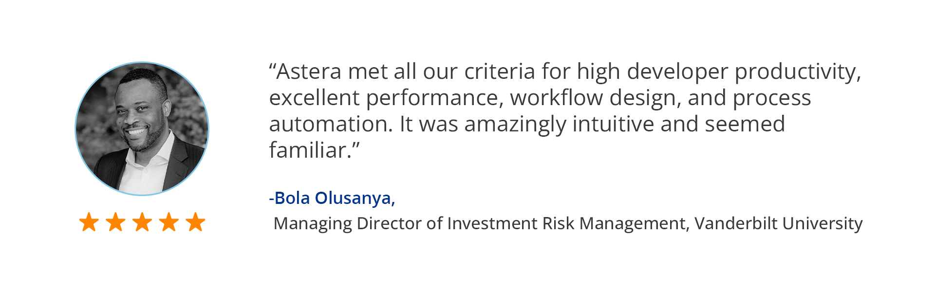 Image illustrating a client review for Astera's ETL solution.